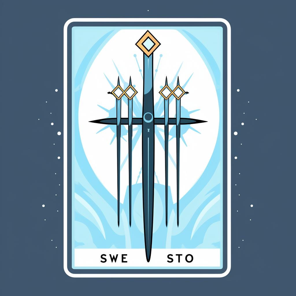 Six of Swords card with symbolic elements highlighted