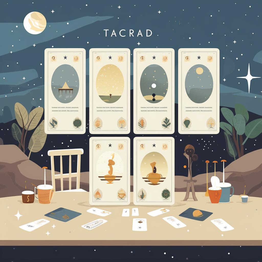 A serene space with Quarry Tarot Cards spread on a table