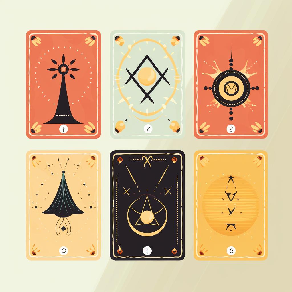 Close-up of tarot card symbols